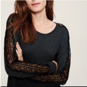 Like new. Loft grey sweater with lace sleeve details.